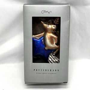 Pottery Barn Comet Christmas Ornament Blown Glass Reindeer Original Box
